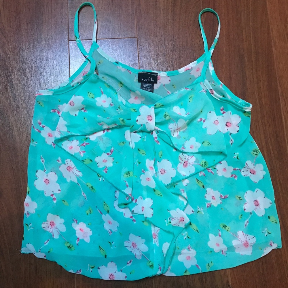 Floral Print Bow Front Tank
